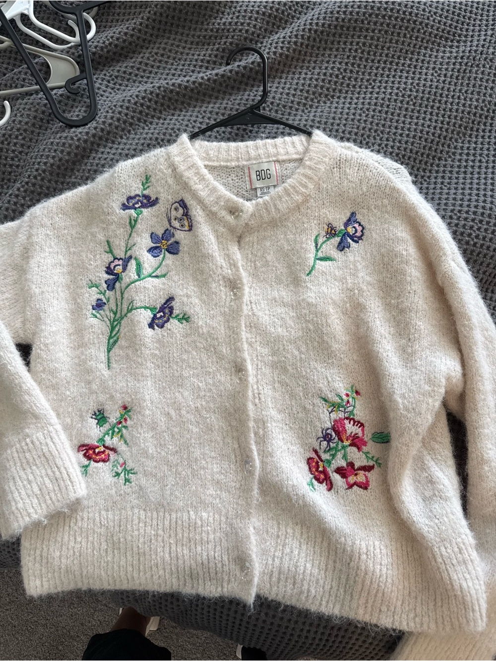 Urban Outfitters Floral Embroidered Cardigan